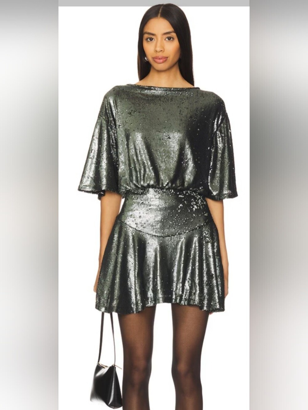 FREE PEOPLE  Metallic Green Sequin Mini Dress